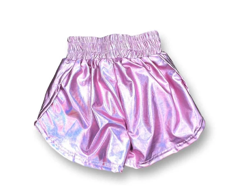 Girl's Metallic Shorts In Light Pink Refined Men's Classic 