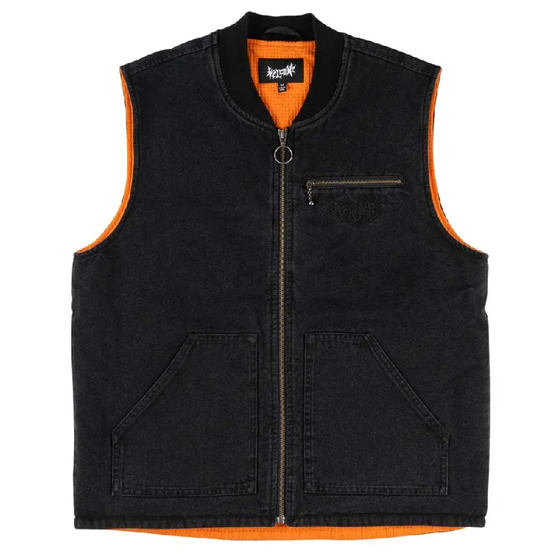 Welcome Splinter Enzyme-washed Canvas Embroidered Zip Vest Laid