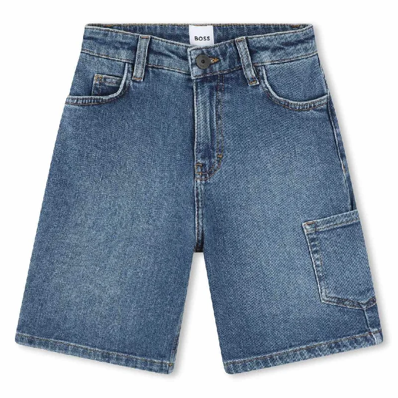 Blue Denim Shorts Elegant Men's Formal 