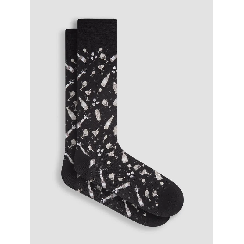 Bugatchi Celebration Mercerized Socks - Black Earthy Men's Hemp