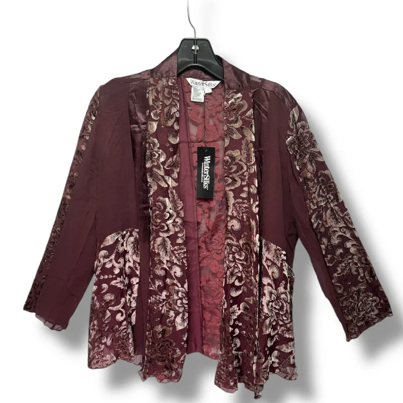 Cardigan By wintersilks In Maroon, Size: M Monochromatic Office Style