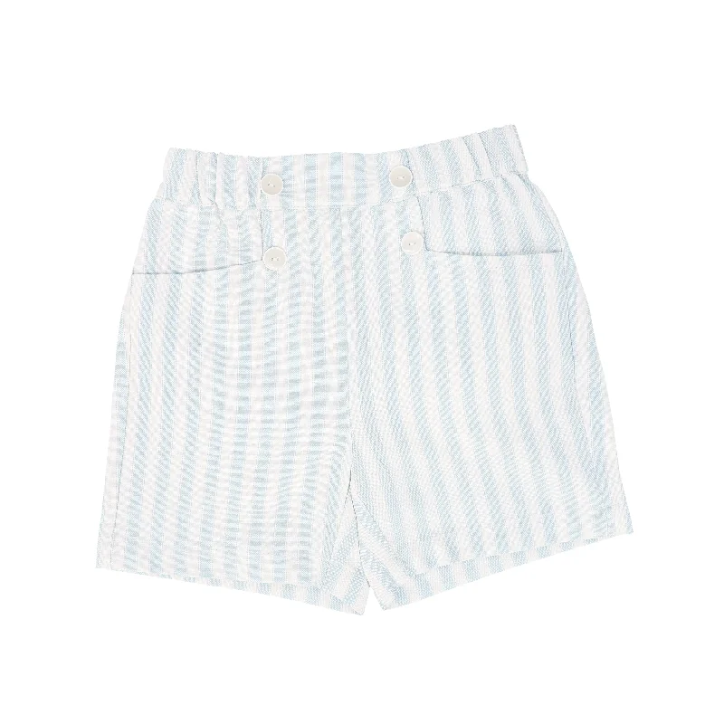 LE BOURDON BLUE/WHITE STRIPE PIQUE OXFORD BUTTON SHORT [FINAL SALE] Gym