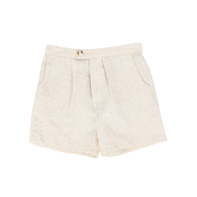 LE BOURDON TAN PLEAT FRONT LINEN SHORT [FINAL SALE] Elegant Men's Cashmere