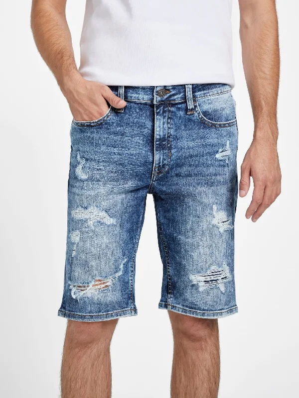 Jonah Rip-and-Repair Denim Shorts Modern Men's 