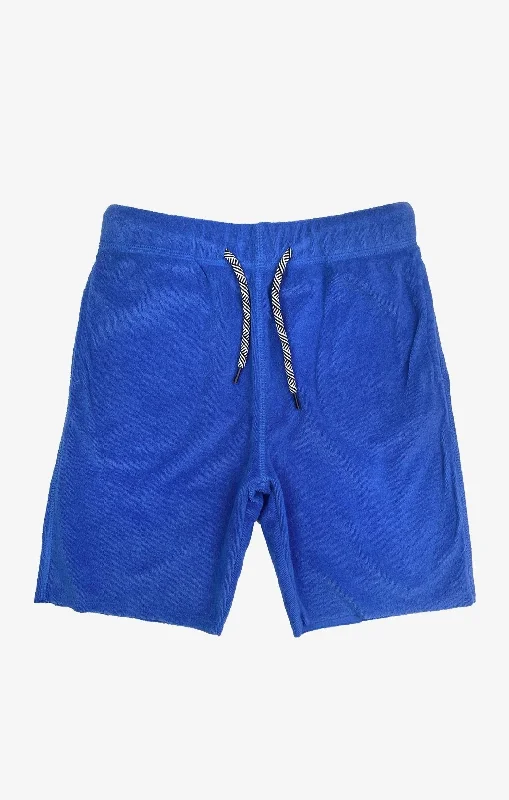 Boys Blue Camp Shorts In Blue Terry Modern Men's Geometric