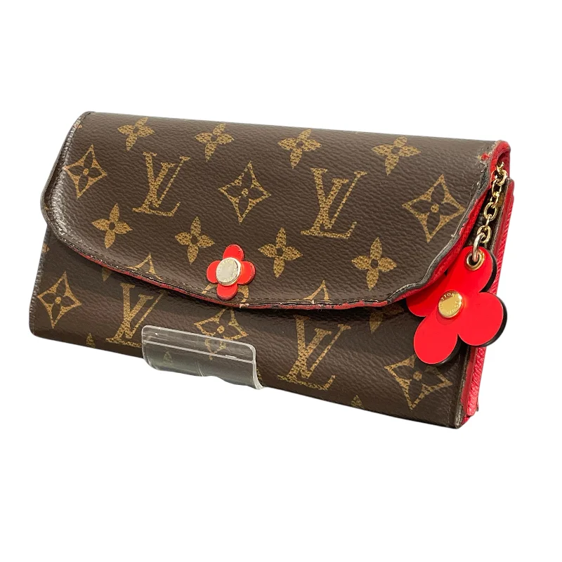 LOUIS VUITTON/Long Wallet/Monogram/Leather/BRW/Emilie leather wallet Monochromatic All