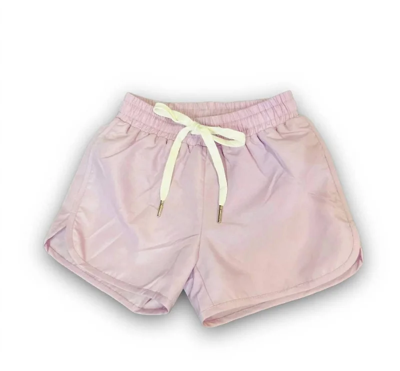 Girl's Athletic Shorts In Light Purple Unique Men's Patch