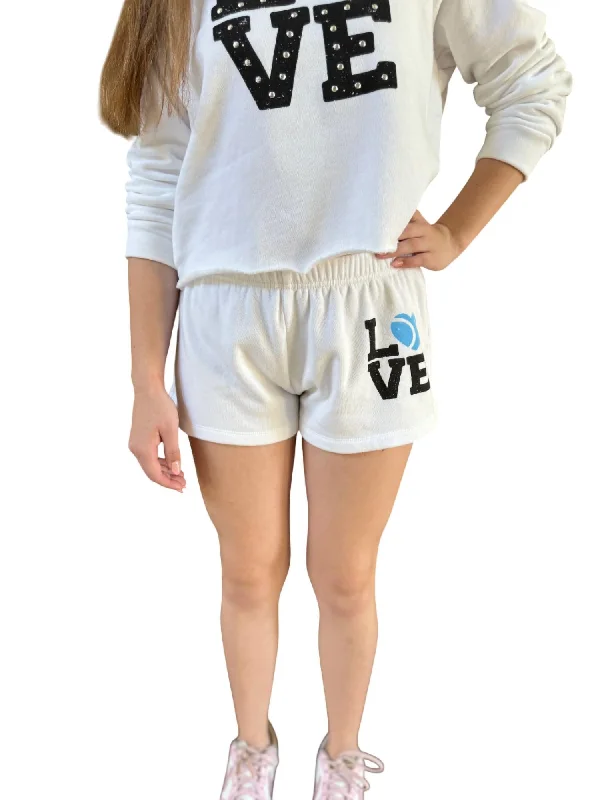 Girls Love Tennis Shorts In White Athletic Men's High